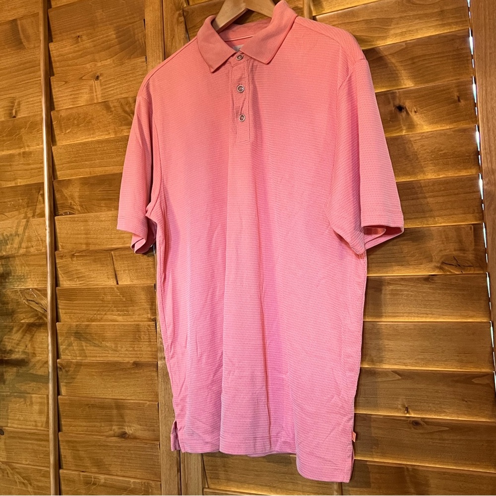 Men's Tommy Bahama Scratch Golf Peach Polo Shirt Sz L